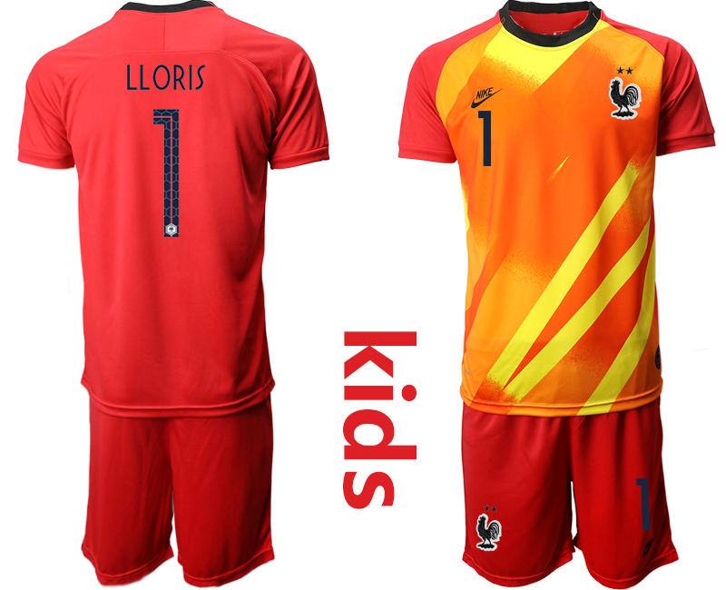 2021 European Cup France red goalkeeper Youth #1 soccer jerseys